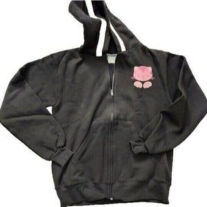 Vintage In Vitro Corp Pink Full Zip Up Hoodie, Black, Size Large